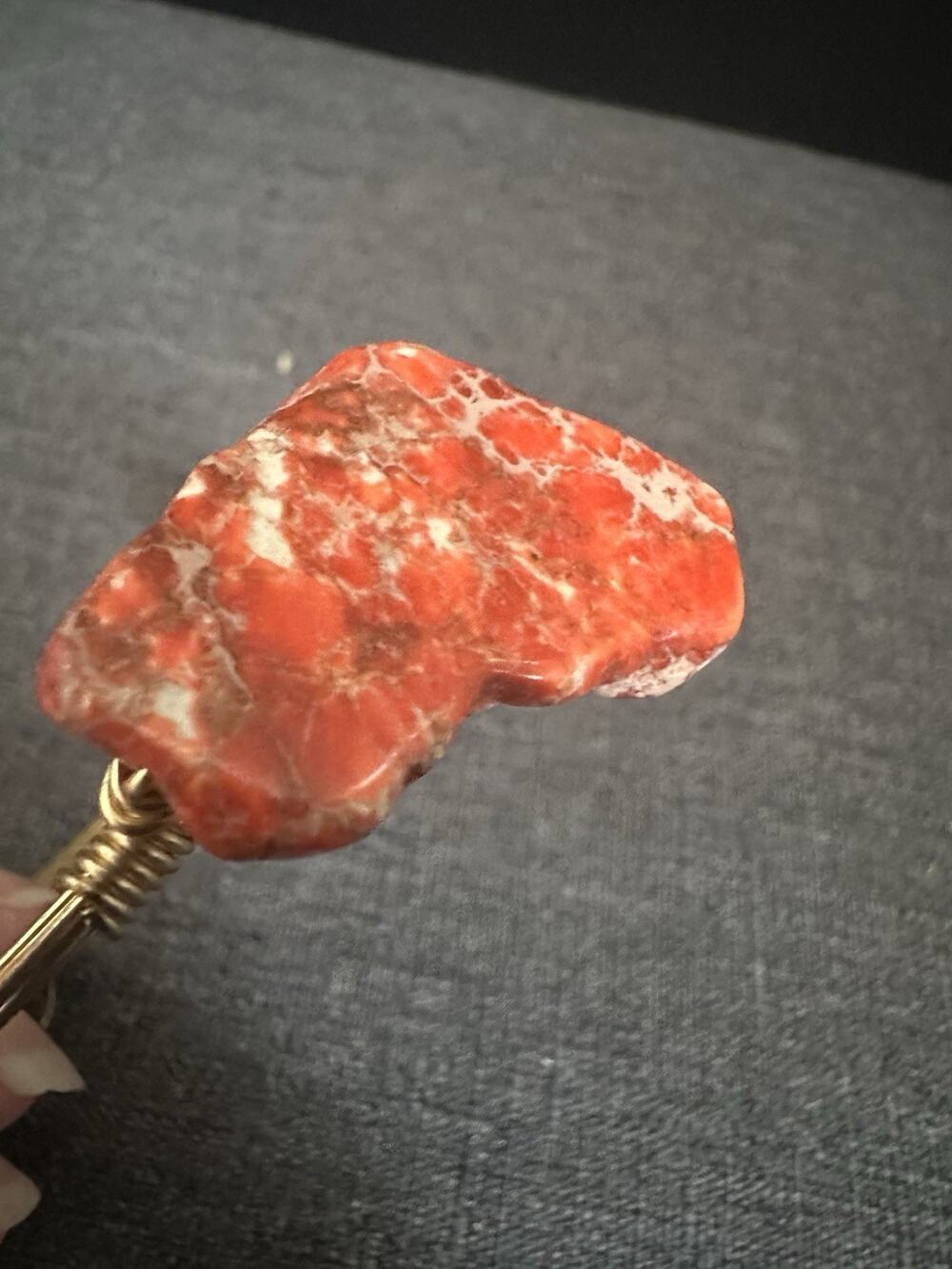 Bourbon & Boweties Guitar String Bangle Red Marbled Stone Style